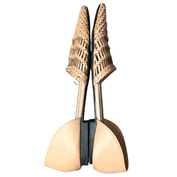 Nanette Lepore Flats Shoes Womens 8.5 Tan Woven Faux Leather Slip On Pointy - Picture 7 of 16